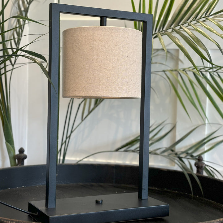 Square Frame Table Lamp in Satin Black