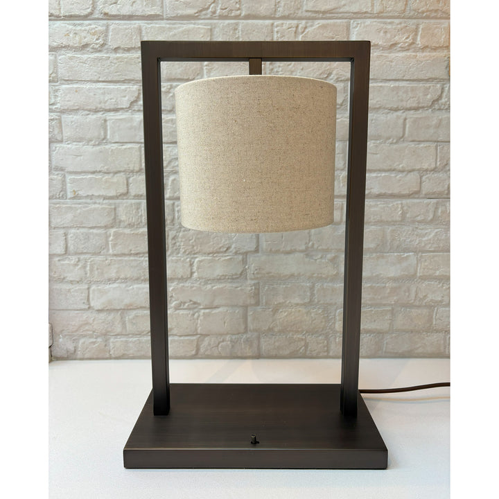 Square Frame Table Lamp in Matt Bronze