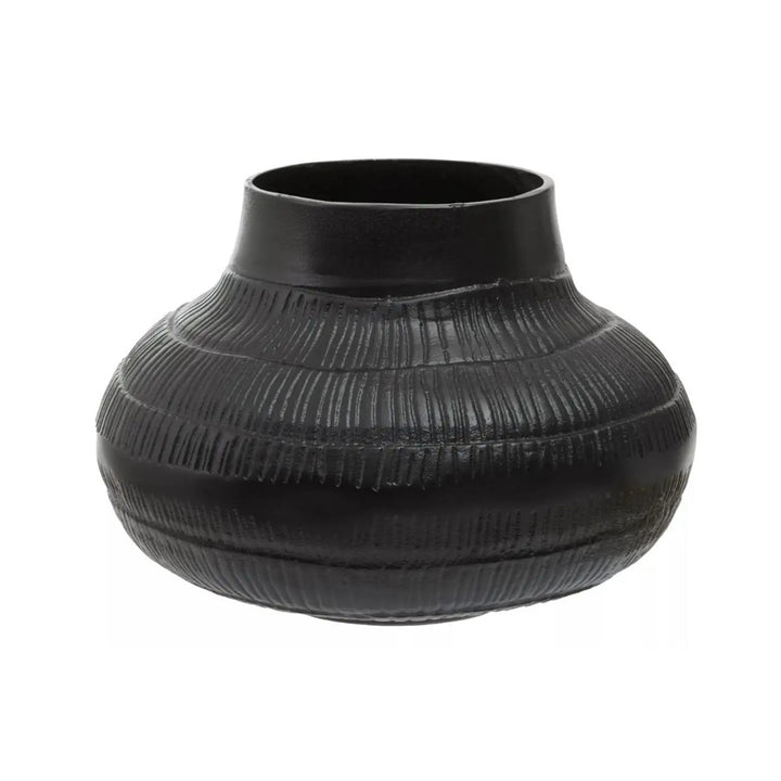 Short Black Textured Vase